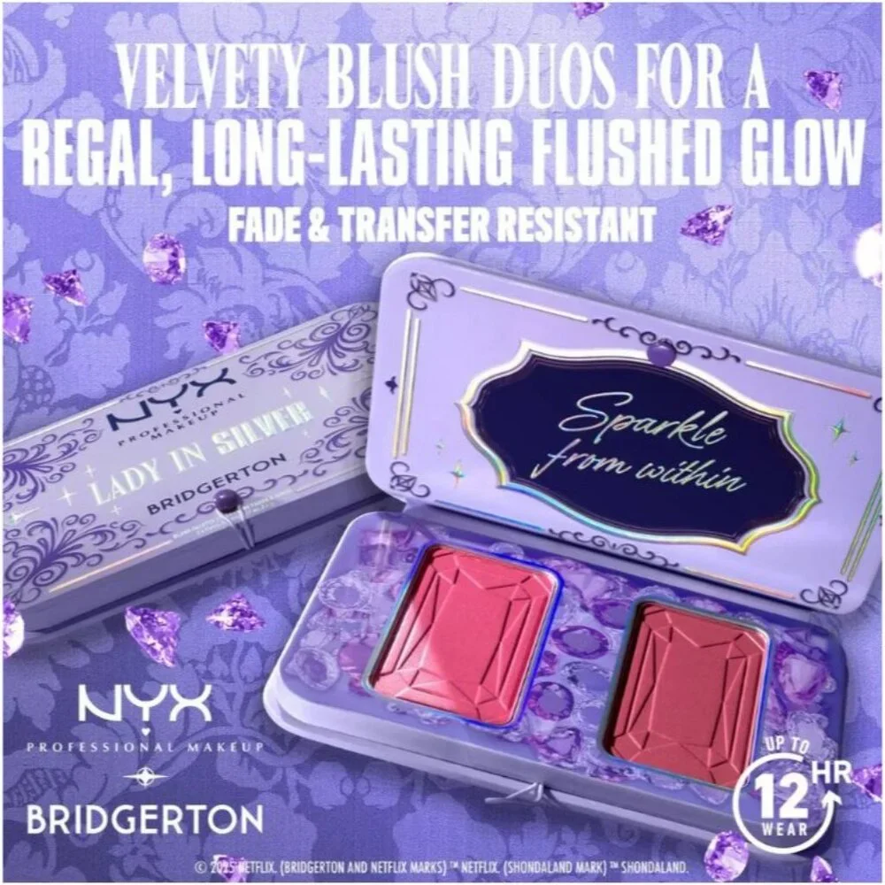 NYX Limited Edition Bridgerton Lady In Silver Buttermelt Blush Palette 2 Pack
